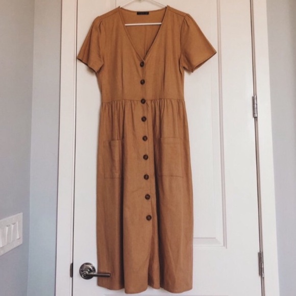 ✨COTTON ON✨Tan Linen Button Up Dress - Picture 2 of 2